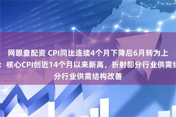 网眼查配资 CPI同比连续4个月下降后6月转为上涨 专家：核心CPI创近14个月以来新高，折射部分行业供需结构改善